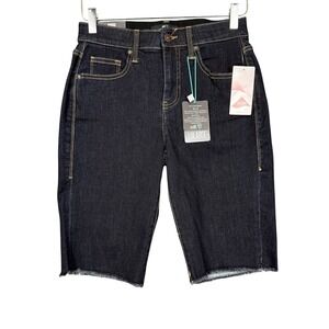 Lularoe Shorts Womens 26 Blue Dark Wash Denim Bermuda Jorts Slimming Stretch NWT